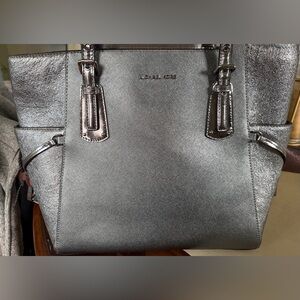 Authentic like new Michael Kors, metallic silver purse
